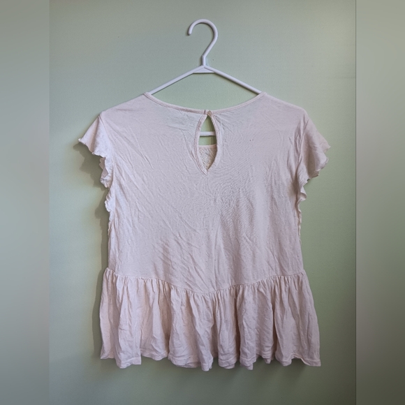 Lucky Brand Cream White Embroidered Ruffle Top - Picture 3 of 4